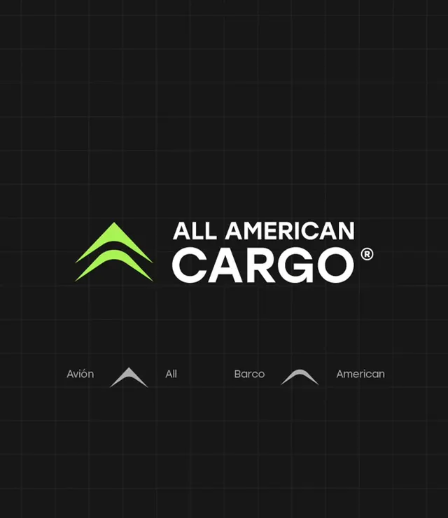 Tarjetas de All American Cargo en negro y verde lima